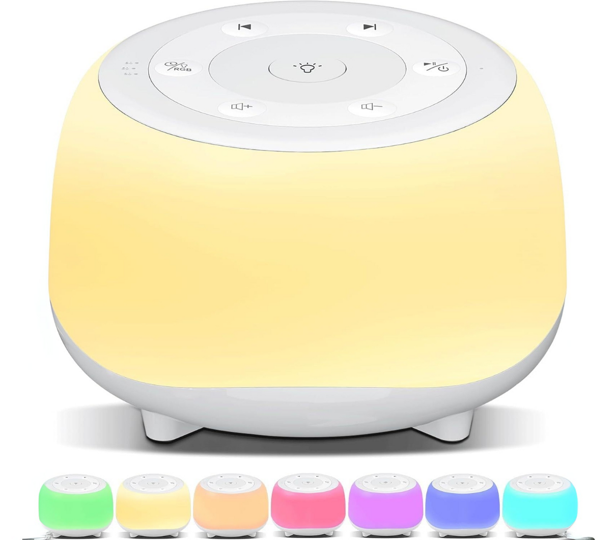 Xkimos White Noise Machine – 34 Soothing Sounds & Night Light