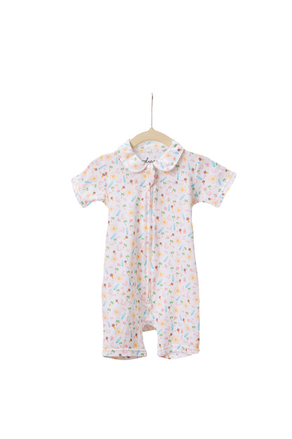 Short Sleeve Romper | Zip